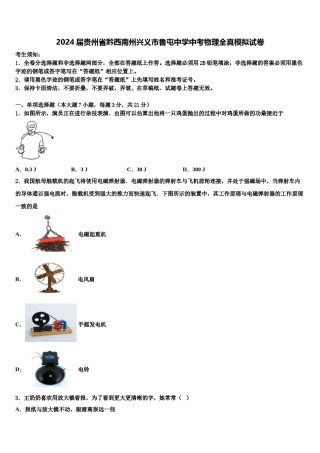 2024届贵州省黔西南州兴义市鲁屯中学中考物理全真模拟试卷含解析.doc