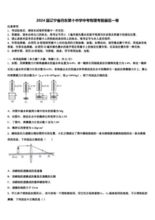 2024届辽宁省丹东第十中学中考物理考前最后一卷含解析.doc