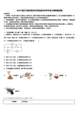 2024届辽宁省沈阳市沈河区重点中学中考三模物理试题含解析.doc