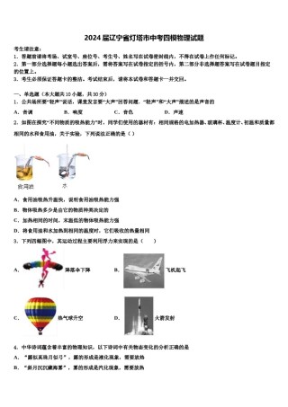2024届辽宁省灯塔市中考四模物理试题含解析.doc