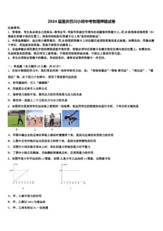 2024届重庆巴川小班中考物理押题试卷含解析.doc