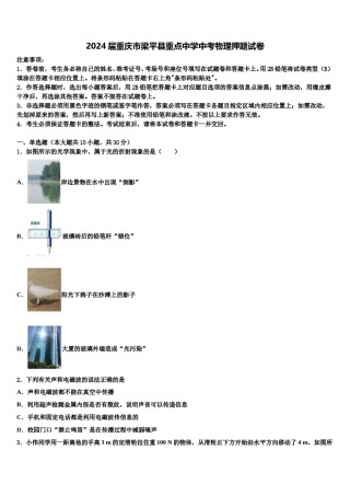 2024届重庆市梁平县重点中学中考物理押题试卷含解析.doc