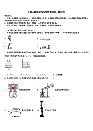 2024届铜陵市中考物理最后一模试卷含解析.doc