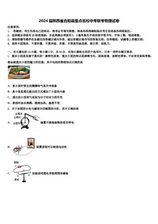 2024届陕西省合阳县重点名校中考联考物理试卷含解析.doc