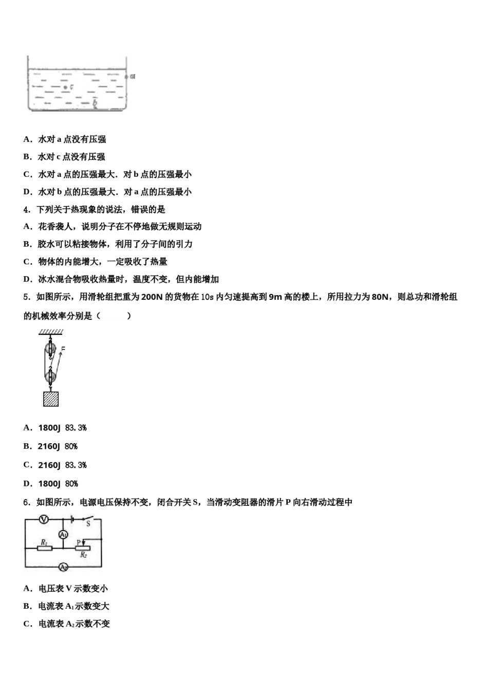 2024届陕西省汉中学市镇巴县中考物理考试模拟冲刺卷含解析.doc_第2页