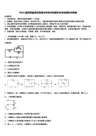 2024届陕西省西安尊德中学初中物理毕业考试模拟冲刺卷含解析.doc