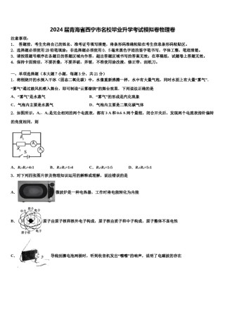 2024届青海省西宁市名校毕业升学考试模拟卷物理卷含解析.doc