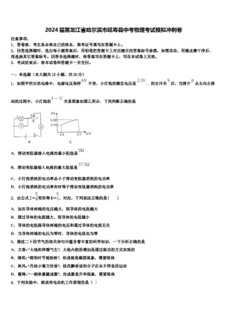 2024届黑龙江省哈尔滨市延寿县中考物理考试模拟冲刺卷含解析.doc
