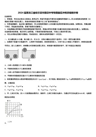 2024届黑龙江省哈尔滨市顺迈中考物理最后冲刺浓缩精华卷含解析.doc