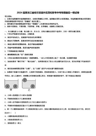 2024届黑龙江省哈尔滨道外区四校联考中考物理最后一模试卷含解析.doc