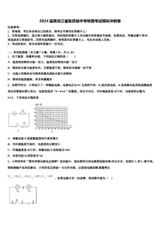 2024届黑龙江省集贤县中考物理考试模拟冲刺卷含解析.doc