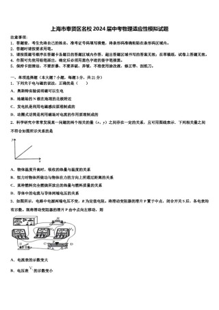 上海市奉贤区名校2024届中考物理适应性模拟试题含解析.doc