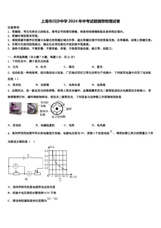上海市川沙中学2024年中考试题猜想物理试卷含解析.doc