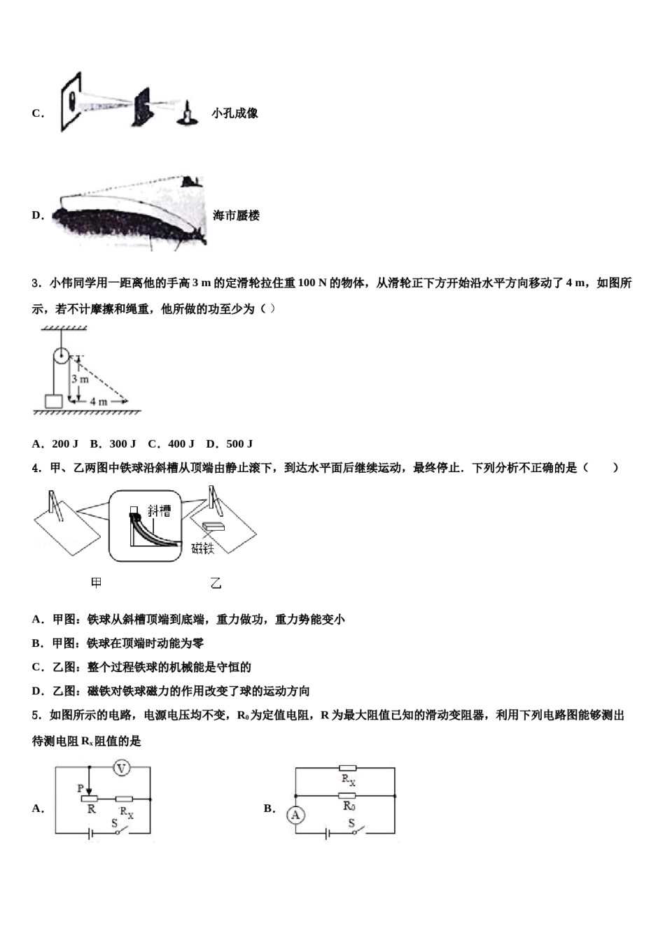 上海市浦东新区建平香梅中学2024年中考物理全真模拟试题含解析.doc_第2页