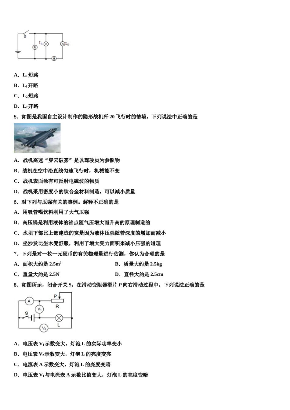 上海市金山区重点达标名校2023-2024学年中考冲刺卷物理试题含解析.doc_第2页