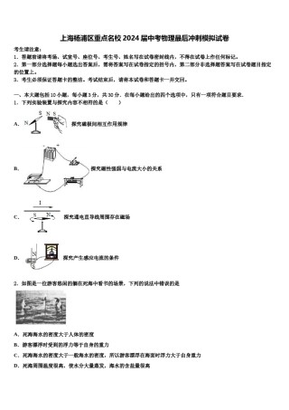上海杨浦区重点名校2024届中考物理最后冲刺模拟试卷含解析.doc