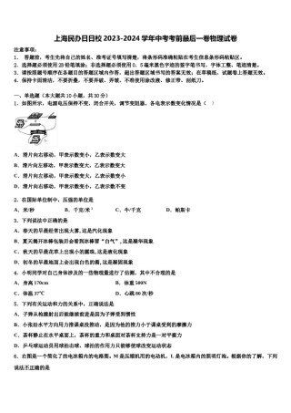 上海民办日日校2023-2024学年中考考前最后一卷物理试卷含解析.doc