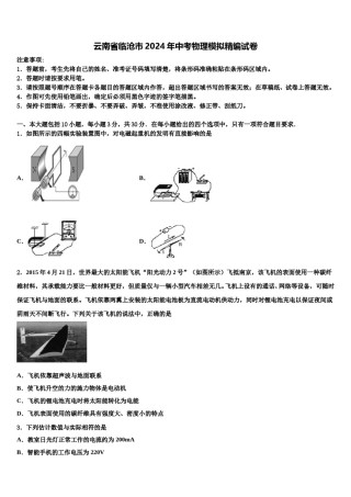 云南省临沧市2024年中考物理模拟精编试卷含解析.doc