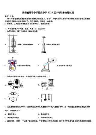 云南省元马中学重点中学2024届中考联考物理试题含解析.doc