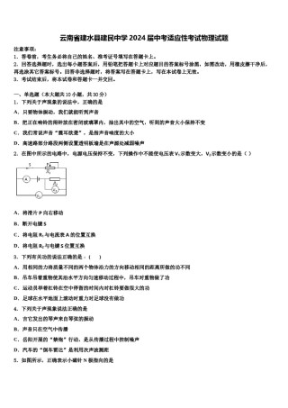 云南省建水县建民中学2024届中考适应性考试物理试题含解析.doc