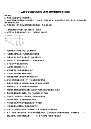 云南省文山县市级名校2024届中考押题物理预测卷含解析.doc