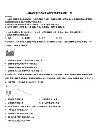 云南省文山市2024年中考物理考前最后一卷含解析.doc