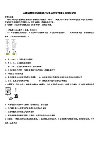云南省楚雄北浦中学2024年中考物理全真模拟试卷含解析.doc