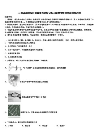云南省涧彝族自治县重点名校2024届中考物理全真模拟试题含解析.doc