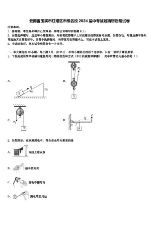 云南省玉溪市红塔区市级名校2024届中考试题猜想物理试卷含解析.doc