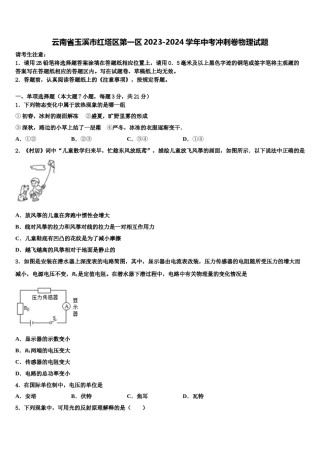 云南省玉溪市红塔区第一区2023-2024学年中考冲刺卷物理试题含解析.doc
