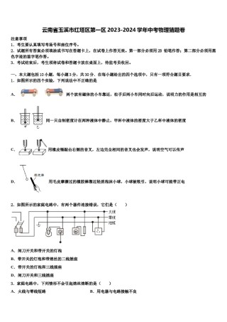 云南省玉溪市红塔区第一区2023-2024学年中考物理猜题卷含解析.doc