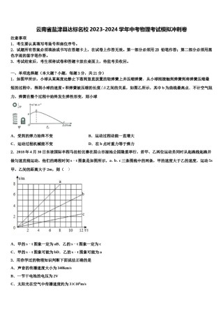 云南省盐津县达标名校2023-2024学年中考物理考试模拟冲刺卷含解析.doc