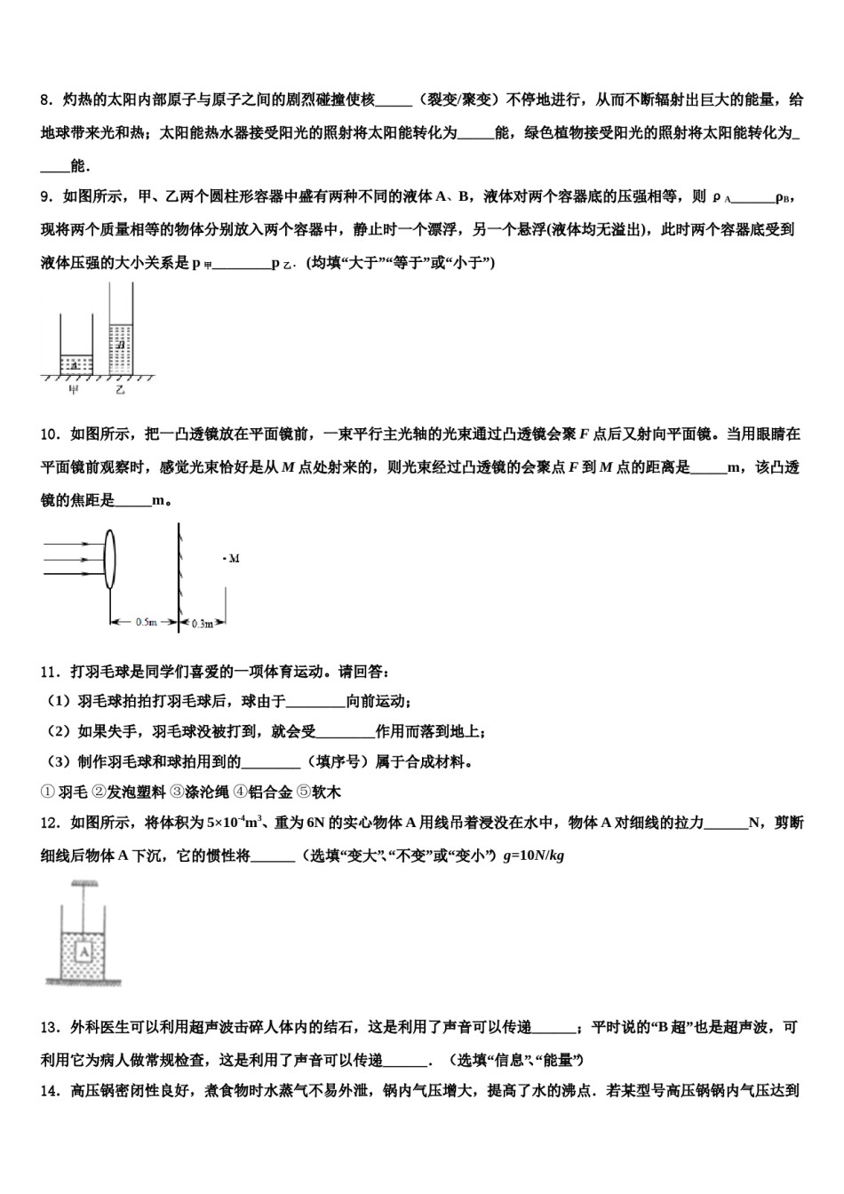 云南省盐津县达标名校2023-2024学年中考猜题物理试卷含解析.doc_第3页