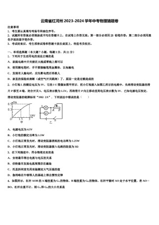 云南省红河州2023-2024学年中考物理猜题卷含解析.doc