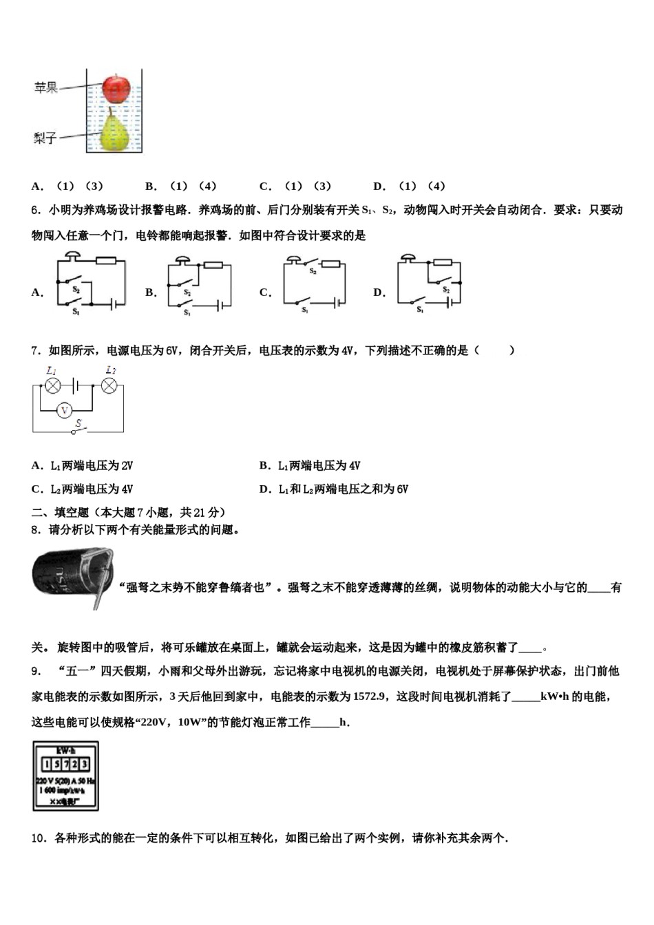 内蒙古兴安盟地区两旗一县2024年中考物理最后一模试卷含解析.doc_第2页