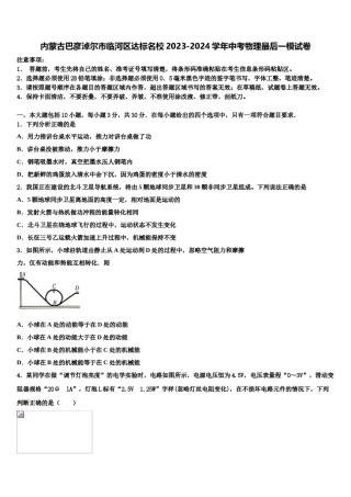 内蒙古巴彦淖尔市临河区达标名校2023-2024学年中考物理最后一模试卷含解析.doc
