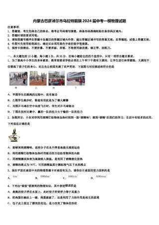 内蒙古巴彦淖尔市乌拉特前旗2024届中考一模物理试题含解析.doc