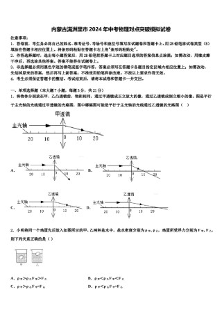 内蒙古满洲里市2024年中考物理对点突破模拟试卷含解析.doc