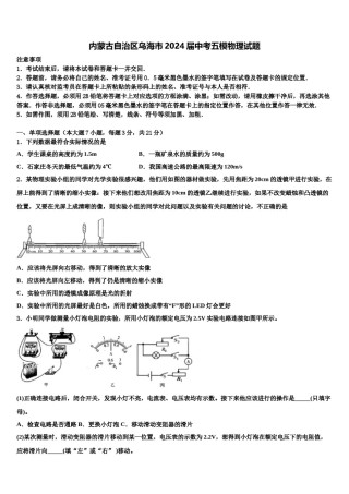内蒙古自治区乌海市2024届中考五模物理试题含解析.doc