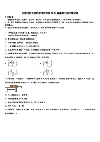 内蒙古自治区巴彦淖尔联考2024届中考五模物理试题含解析.doc