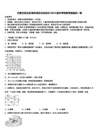内蒙古自治区海勃湾区达标名校2024届中考物理考前最后一卷含解析.doc