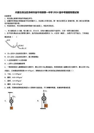 内蒙古自治区赤峰市翁牛特旗第一中学2024届中考猜题物理试卷含解析.doc