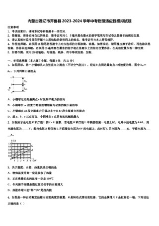 内蒙古通辽市开鲁县2023-2024学年中考物理适应性模拟试题含解析.doc