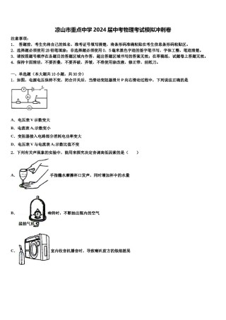 凉山市重点中学2024届中考物理考试模拟冲刺卷含解析.doc