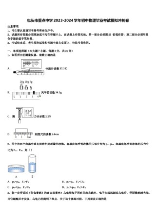 包头市重点中学2023-2024学年初中物理毕业考试模拟冲刺卷含解析.doc