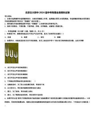 北京交大附中2024届中考物理全真模拟试卷含解析.doc