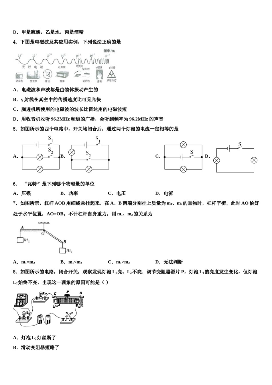 北京市北师大附中2024年中考物理考试模拟冲刺卷含解析.doc_第2页