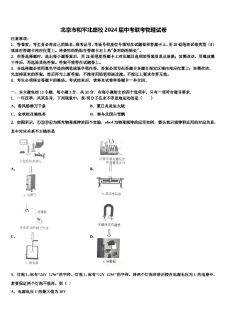 北京市和平北路校2024届中考联考物理试卷含解析.doc
