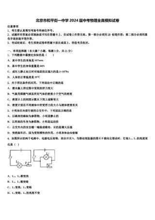 北京市和平街一中学2024届中考物理全真模拟试卷含解析.doc