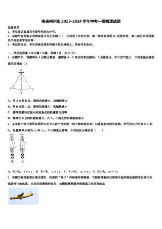 南省郴州市2023-2024学年中考一模物理试题含解析.doc